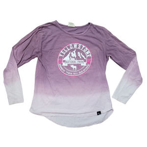 Yellowstone National Park ombre dipped dyed long sleeve soft shirt women's large